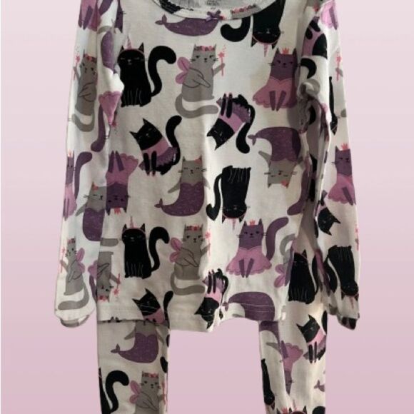 Carter's Black and Purple Pajama Set with Playful Cat Design - Picture 1 of 5